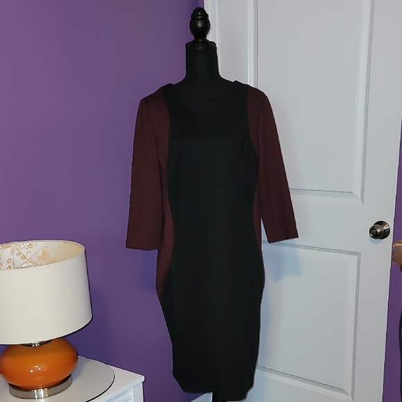 Lane Bryant Black and Burgundy Quarter Sleeve Dress Sz: 14 NWT - Picture 2 of 8